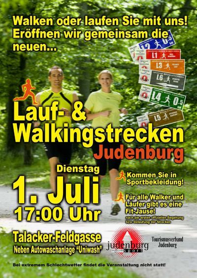 Die feierliche Eröffnung des Lauf- und Walkingstreckennetzes erfolgt am Dienstag, dem 1. Juli 2008, um 17:00 Uhr beim Startpunkt am Talacker