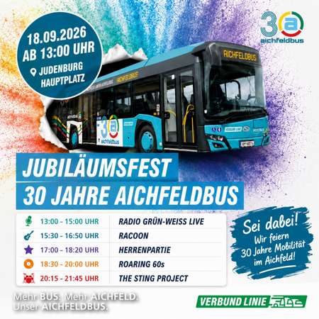 Jubiläumsfest 30 Jahre Aichfeldbus, 40 Jahre Umweltreferat und 20 Jahre e5